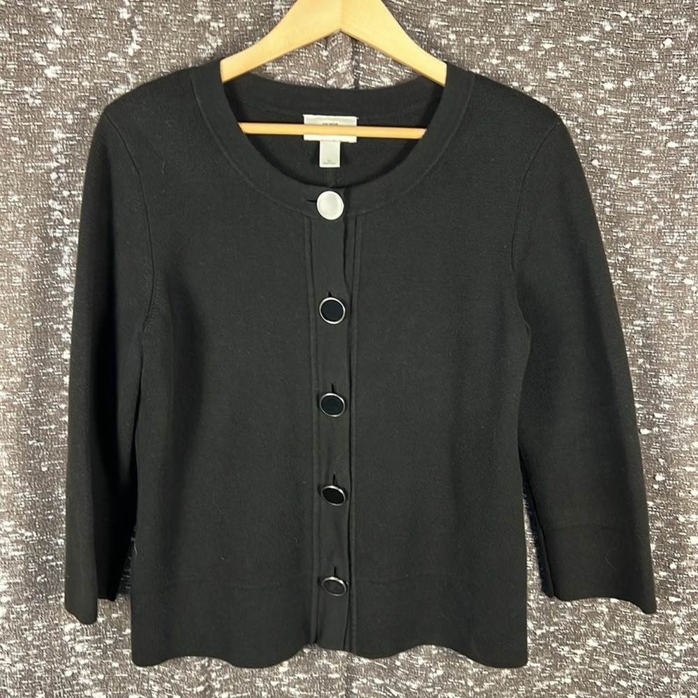 Loft Thick Black Button Up‎ Cardigan Sweater